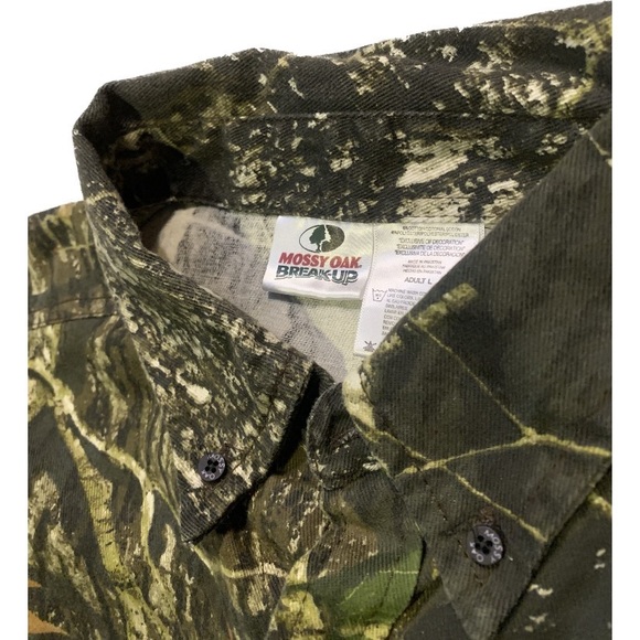 Camo Button Up Shirt | Mossy Oak Button Down | Army Fatigues | Men's L - Picture 3 of 3
